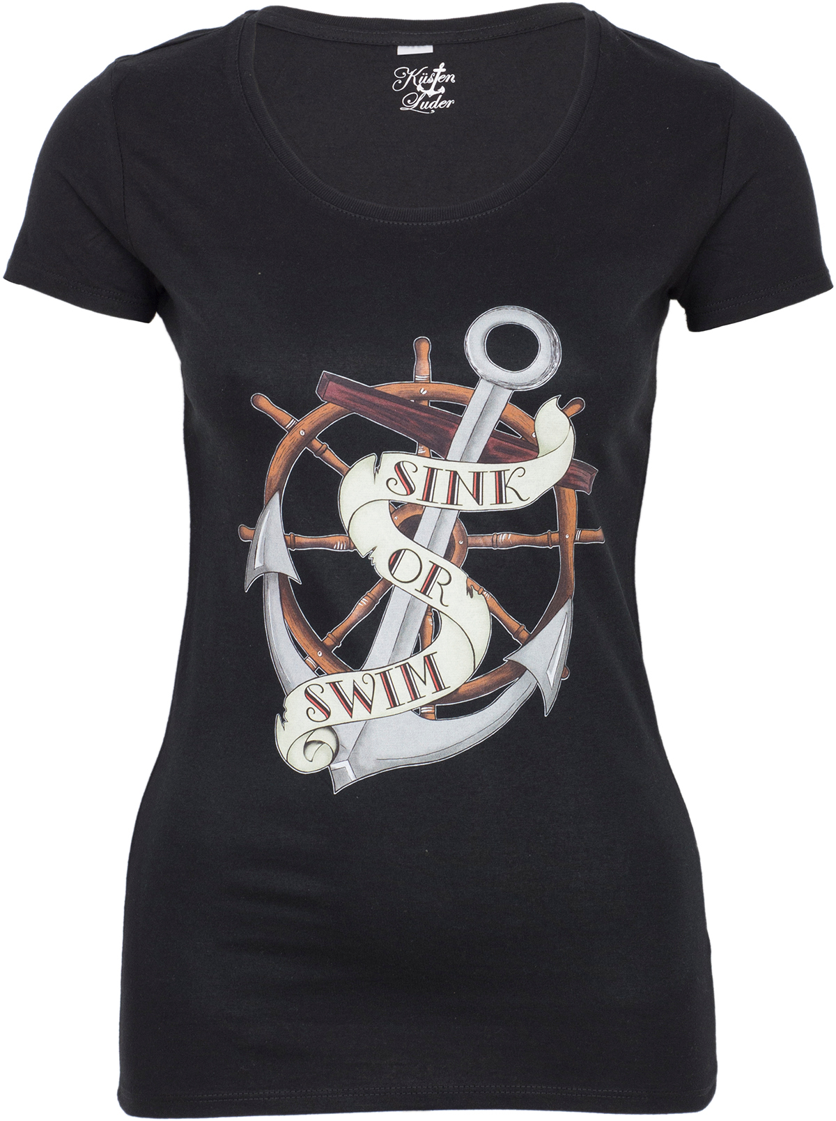 Kustenluder Sink Or Swim Sailor Anchor Anker Nautical Shirt Schwarz